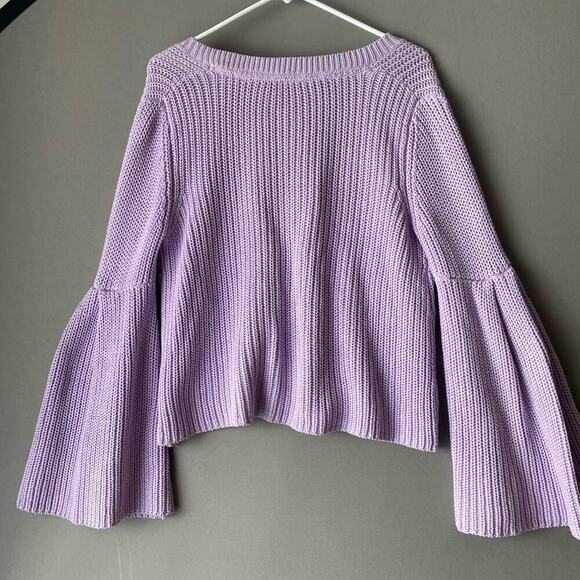 Free‎ People sz S purple knit bell sleeve 100% cotton sweater NWOT - Picture 8 of 11